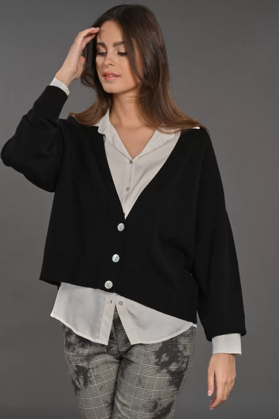 Lauren Vidal Pulls & Gilets-GILET COURT EN MAILLE RUBIS Noir
