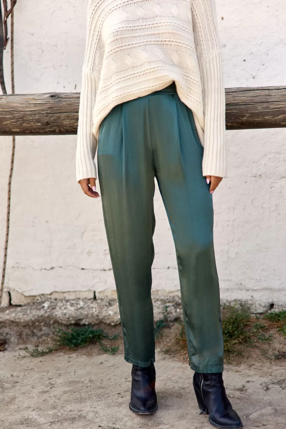 Lauren Vidal Pantalons-PANTALON DROIT OLGA Green