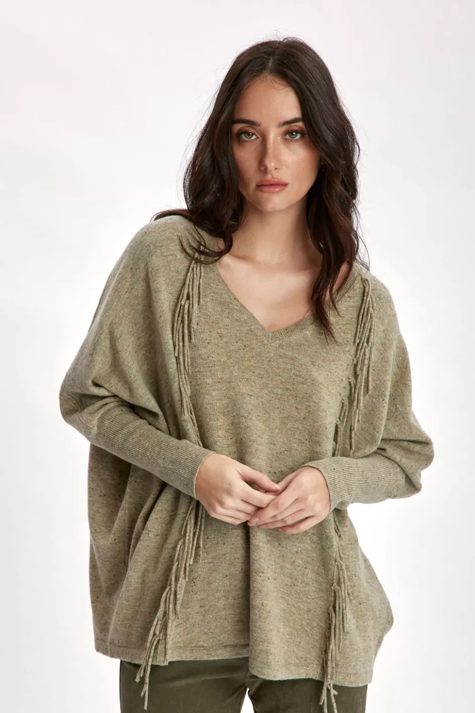Lauren Vidal Pulls & Gilets-Pull Frangé en laine Naomi