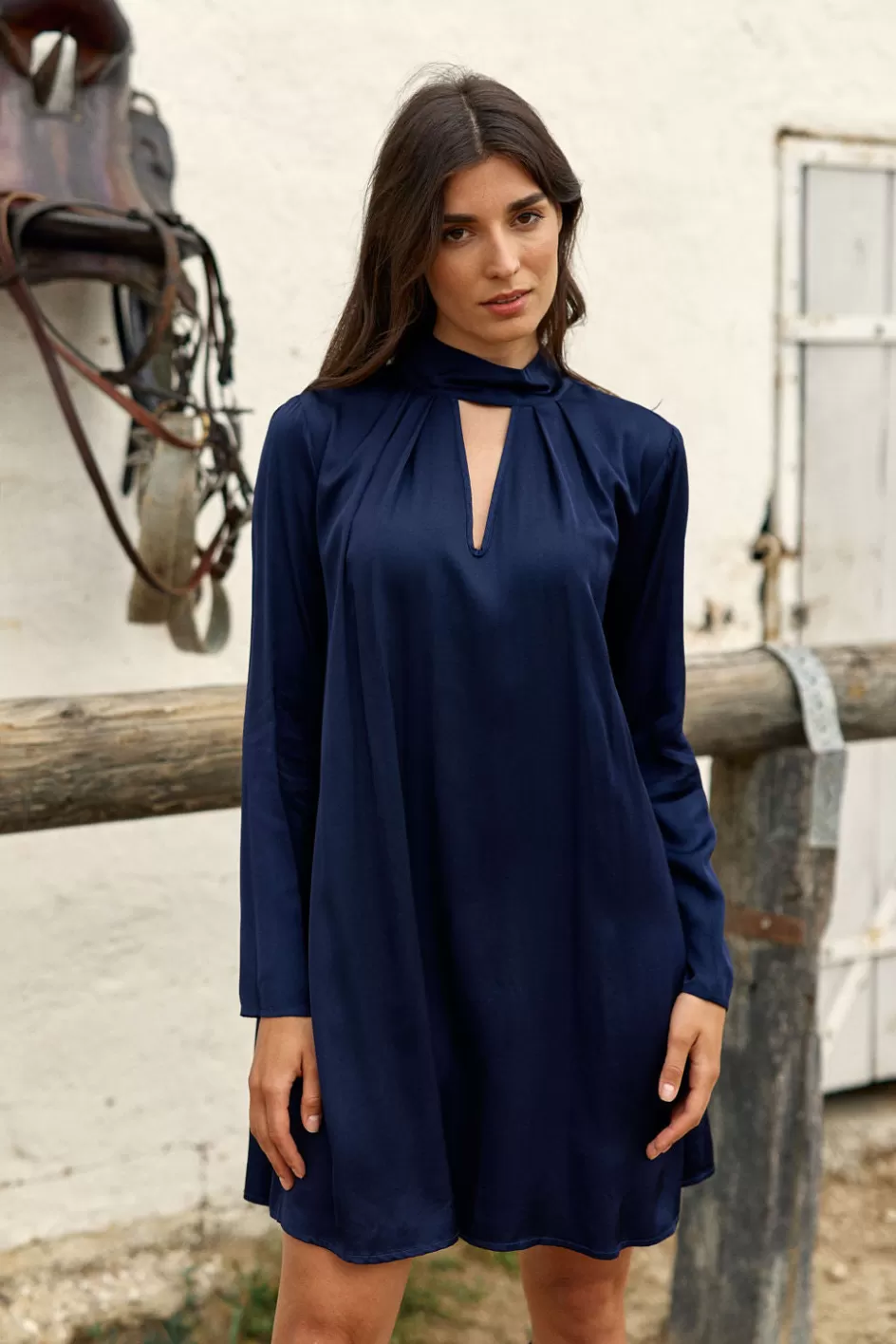Lauren Vidal Robes & Jupes-ROBE COURTE BABYDOLL ROMANE Eclipse