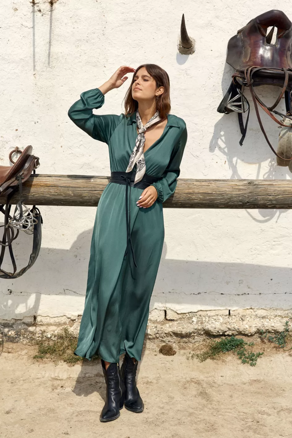 Lauren Vidal Robes & Jupes-ROBE PORTEFEUILLE MAYFAIR Green
