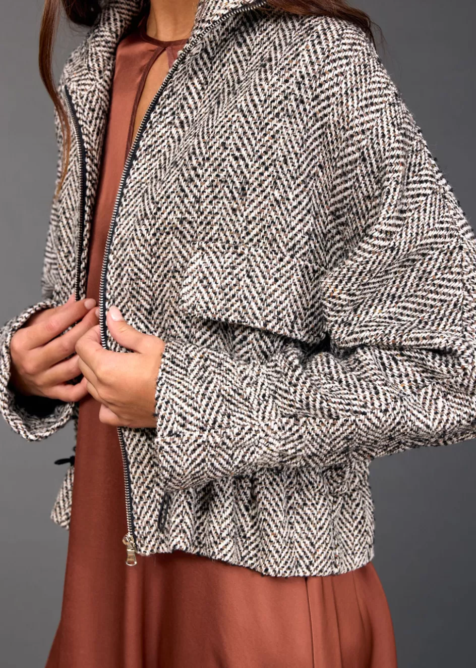 Lauren Vidal Vestes & Manteaux-VESTE COURTE CHINEE ZAZIE Noir