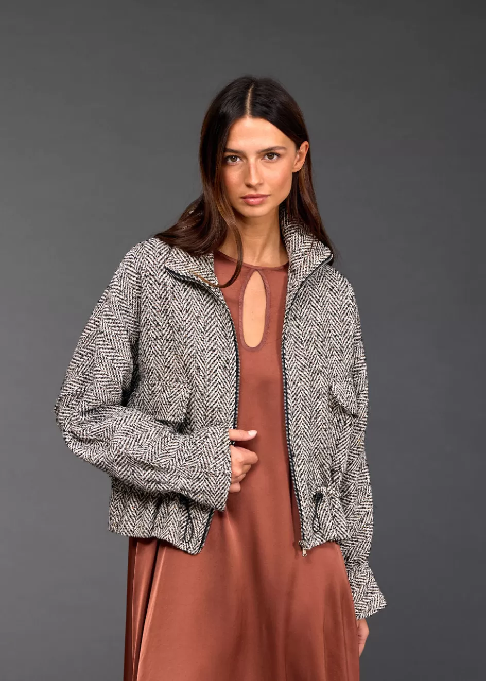 Lauren Vidal Vestes & Manteaux-VESTE COURTE CHINEE ZAZIE Noir